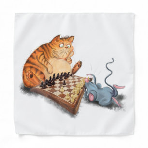 Cat and Mouse Playing Chess Bandana