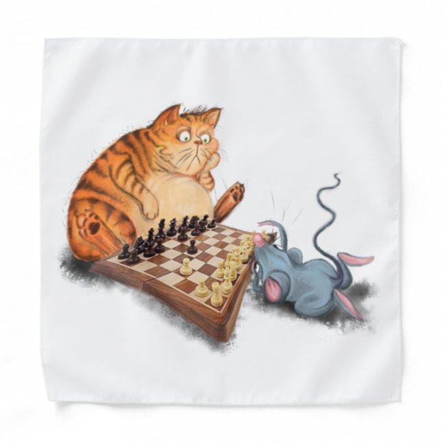 Cat and Mouse Playing Chess Bandana (Front)