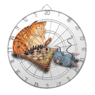 Cat and Mouse Playing Chess Cartoon Drawing Funny  Dart Board