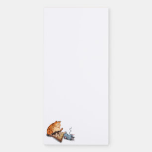 Cat and Mouse Playing Chess Cartoon Drawing Funny  Magnetic Notepad