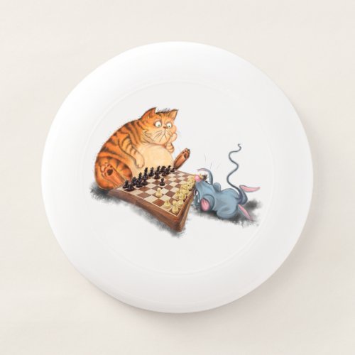 Cat and Mouse Playing Chess Cartoon Drawing Funny  Wham_O Frisbee
