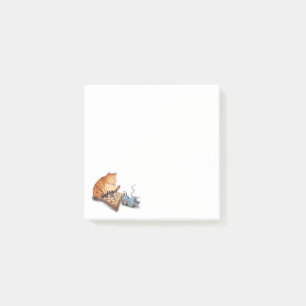 Cat and Mouse Playing Chess Cartoon Drawing Post-it Notes