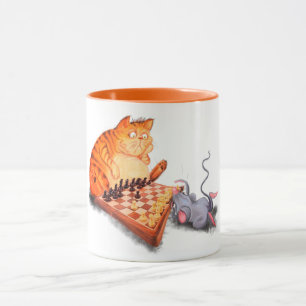 Cat and Mouse Playing Chess Coffee Mug