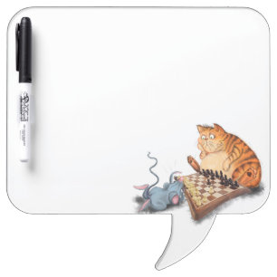 Cat and Mouse Playing Chess Dry Erase Board Fun