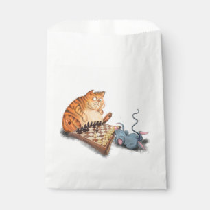 Cat and Mouse Playing Chess Funny Favor Bags