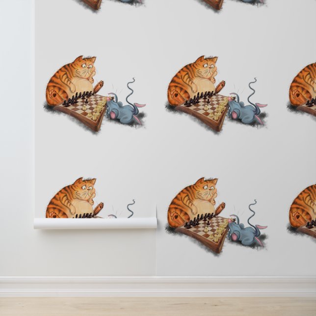 Cat and Mouse Playing Chess Funny Wallpaper (Application)
