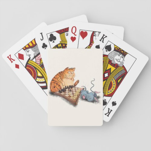 Cat and Mouse Playing Chess Playing Cards Painting