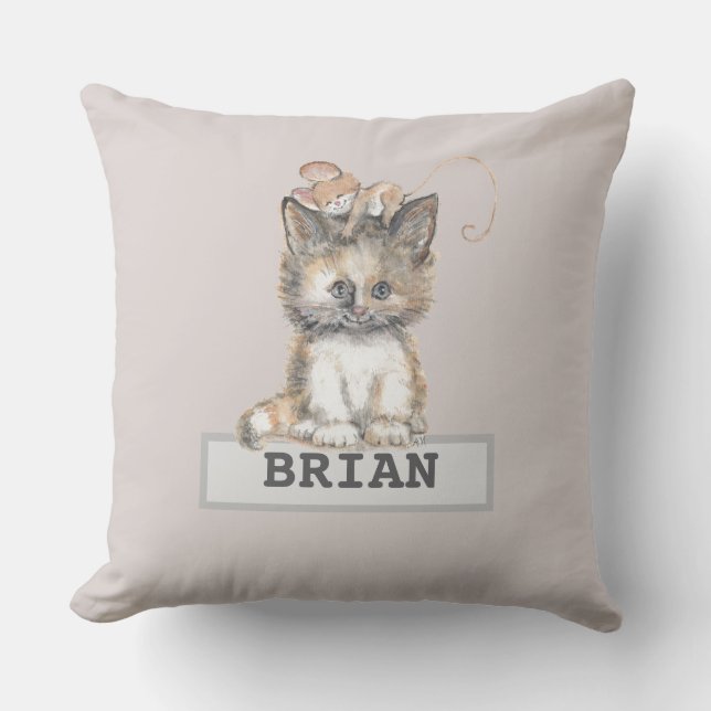 Cat and Mouse Throw Pillow (Front)