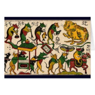 Cat and mouse wedding traditional Vietnam Cards