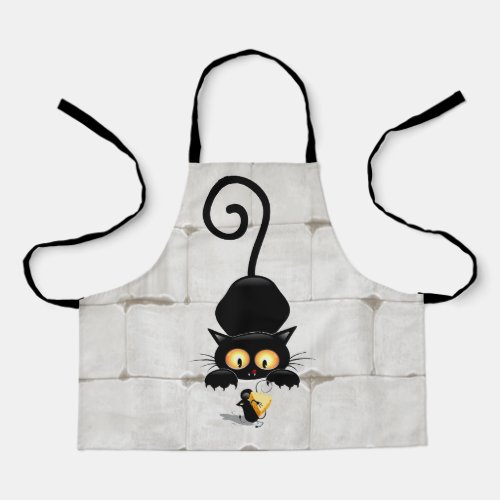 Cat and Mouse with Cheese Fun Cartoon Characters Apron