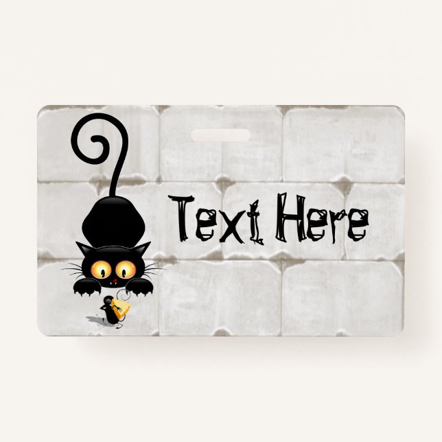 Cat and Mouse with Cheese Fun Cartoon Characters Badge (Front)