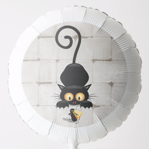 Cat and Mouse with Cheese Fun Cartoon Characters Balloon