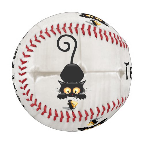Cat and Mouse with Cheese Fun Cartoon Characters Baseball