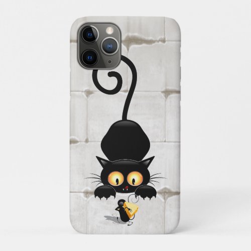 Cat and Mouse with Cheese Fun Cartoon Characters iPhone 11 Pro Case
