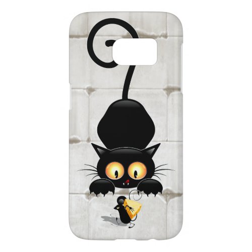 Cat and Mouse with Cheese Fun Cartoon Characters Samsung Galaxy S7 Case