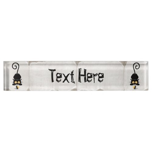 Cat and Mouse with Cheese Fun Cartoon Characters Desk Name Plate