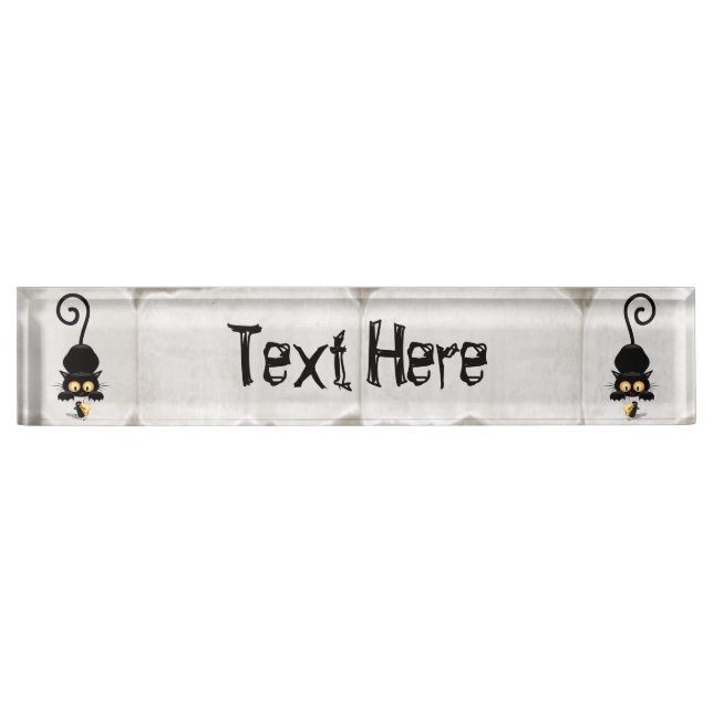 Cat and Mouse with Cheese Fun Cartoon Characters Desk Name Plate (Front)