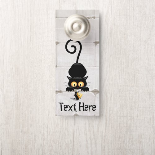 Cat and Mouse with Cheese Fun Cartoon Characters Door Hanger