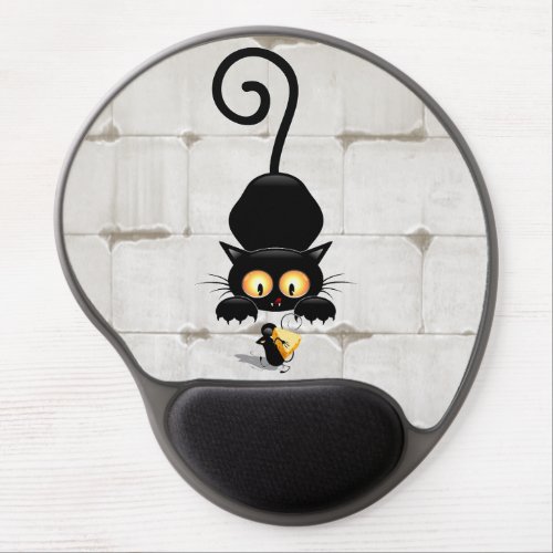 Cat and Mouse with Cheese Fun Cartoon Characters Gel Mouse Pad