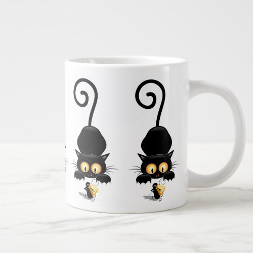 Cat and Mouse with Cheese Fun Cartoon Characters Giant Coffee Mug