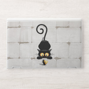 Cat and Mouse with Cheese Fun Cartoon Characters HP Laptop Skin