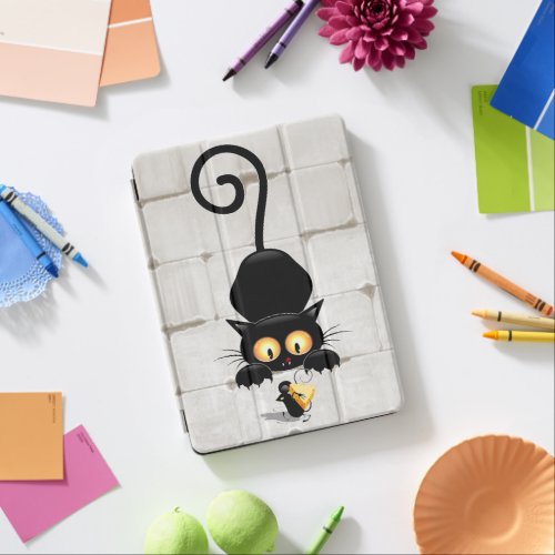 Cat and Mouse with Cheese Fun Cartoon Characters iPad Air Cover