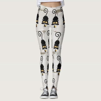 Cat and Mouse with Cheese Fun Cartoon Characters Leggings
