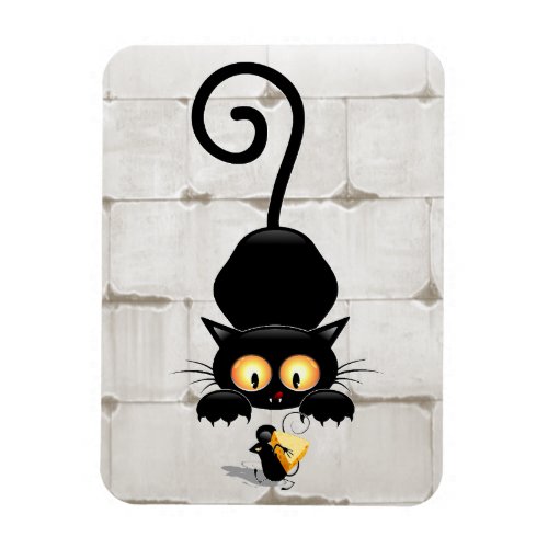 Cat and Mouse with Cheese Fun Cartoon Characters Magnet