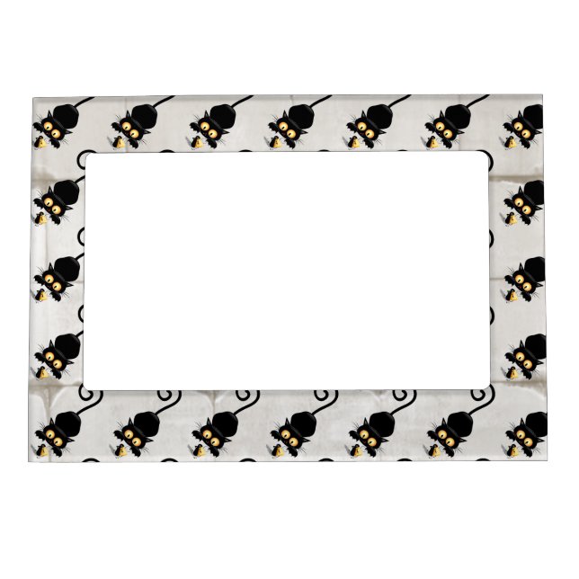 Cat and Mouse with Cheese Fun Cartoon Characters Magnetic Frame (Front)