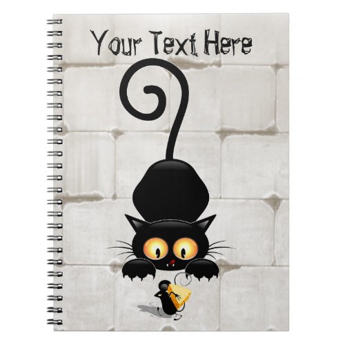 Cat and Mouse with Cheese Fun Cartoon Characters Notebook