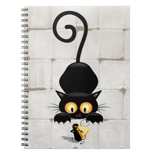 Cat and Mouse with Cheese Fun Cartoon Characters Notebook