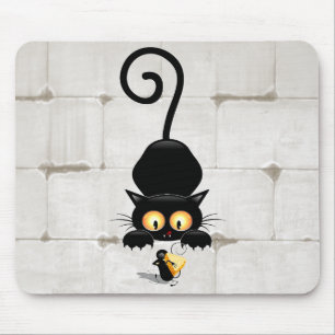 Cat and Mouse with Cheese Fun Cartoon Characters Pad