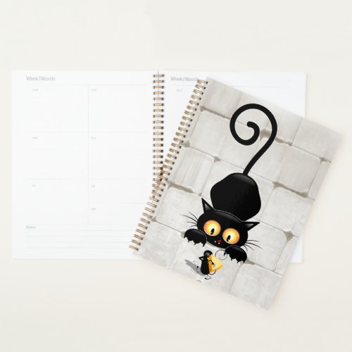 Cat and Mouse with Cheese Fun Cartoon Characters Planner