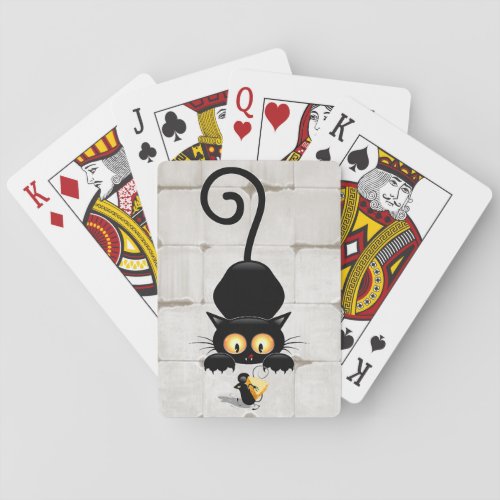 Cat and Mouse with Cheese Fun Cartoon Characters Poker Cards