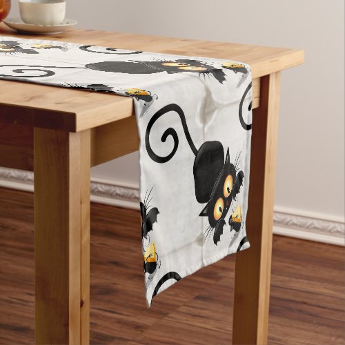 Cat and Mouse with Cheese Fun Cartoon Characters Short Table Runner