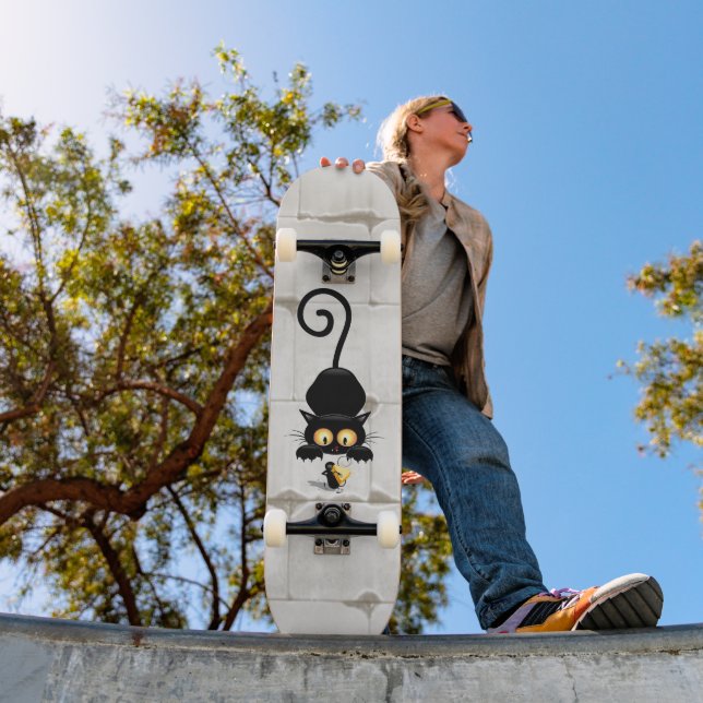 Cat and Mouse with Cheese Fun Cartoon Characters Skateboard (Outdoor 1)