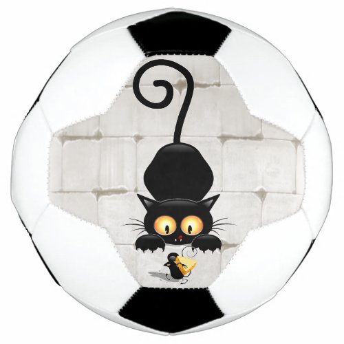 Cat and Mouse with Cheese Fun Cartoon Characters Soccer Ball