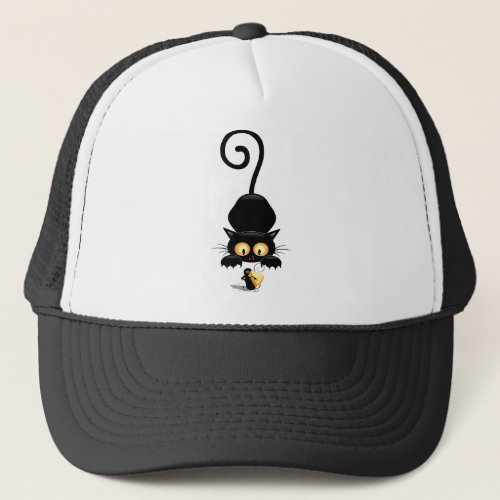Cat and Mouse with Cheese Fun Cartoon Characters Trucker Hat