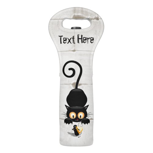 Cat and Mouse with Cheese Fun Cartoon Characters Wine Bag