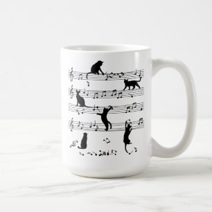 Cat And Music Lover Gift, Cat Playing Note Music Coffee Mug