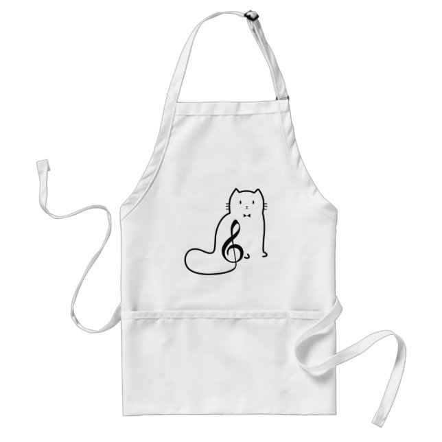 CAT AND MUSIC NOTE ADULT APRON (Front)