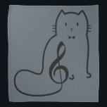 CAT AND MUSIC NOTE BANDANA<br><div class="desc">Cute musical cat using bow tie illustration. Customizable background color and you may add your own letters.</div>