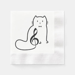 CAT AND MUSIC NOTE PAPER NAPKINS