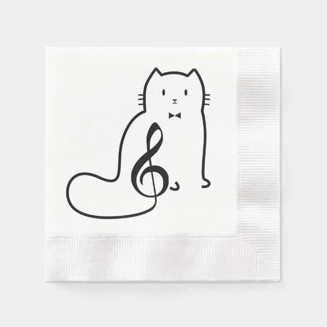 CAT AND MUSIC NOTE PAPER NAPKINS (Front)