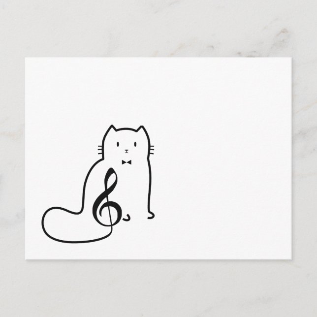 CAT AND MUSIC NOTE POSTCARD (Front)