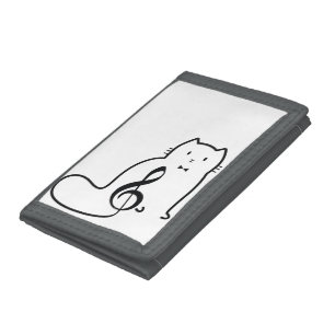CAT AND MUSIC NOTE TRIFOLD WALLET