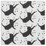 Cat and Musical Notes in Silhouette Fabric