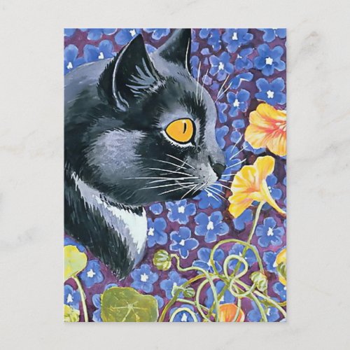 Cat and Nasturtiums by Louis Wain Postcard