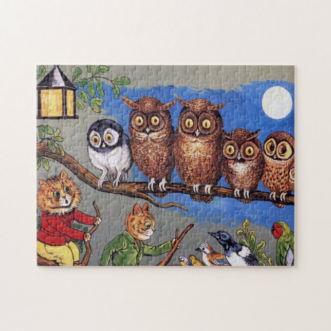 Cat and Owl, Louis Wain Jigsaw Puzzle (Horizontal)