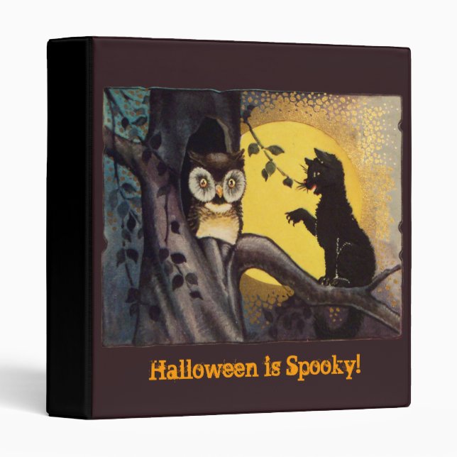 Cat and Owl Vintage Halloween Binder (Front/Spine)
